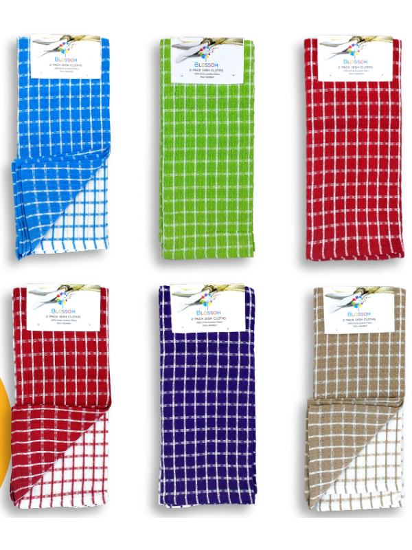 Blossom – 2pk Checkered Design Dish Cloths (45x70cm)