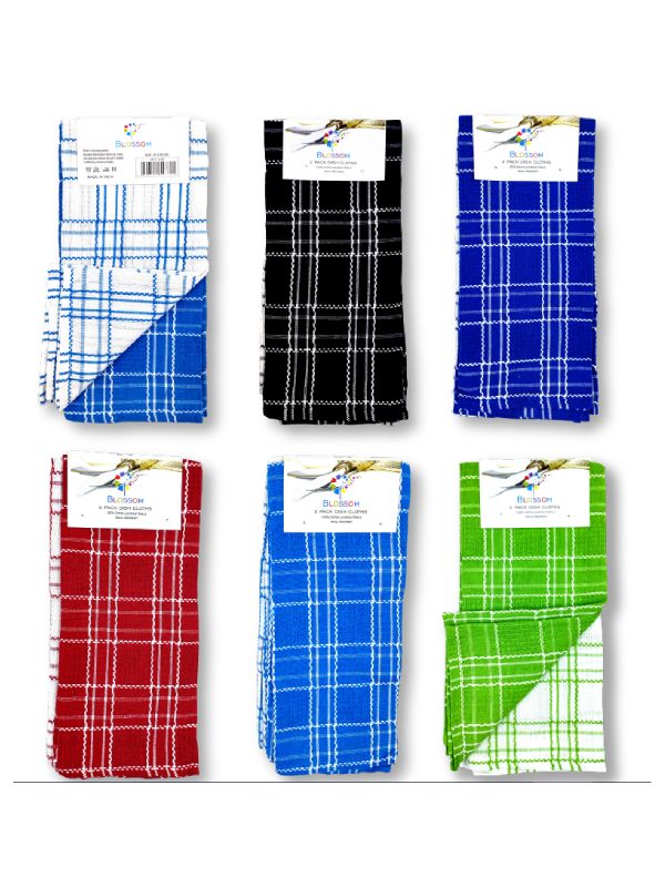 Blossom – 2pk Plaid Design Dish Cloths (45x70cm)