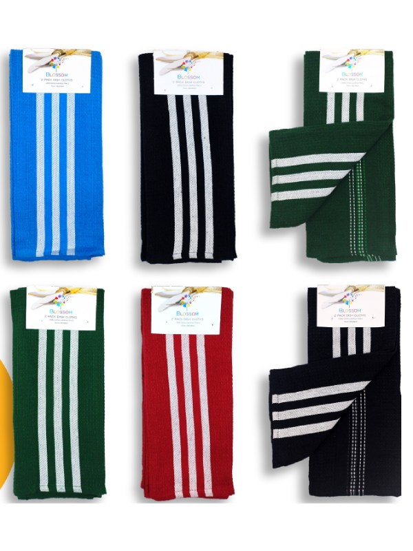 Blossom – 2pk Three Stripes Design Dish Cloths (45x70cm)