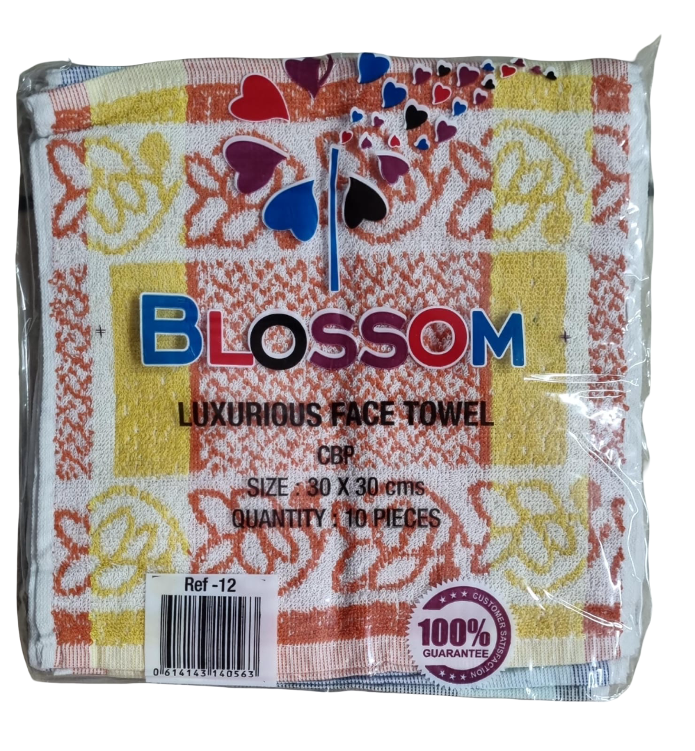 Blossom - 10pk Flower Design Face Towel (30x30cm)