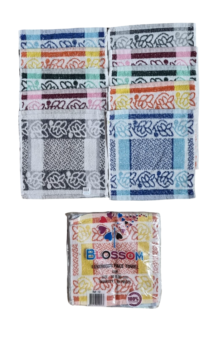 Blossom - 10pk Flower Design Face Towel (30x30cm)