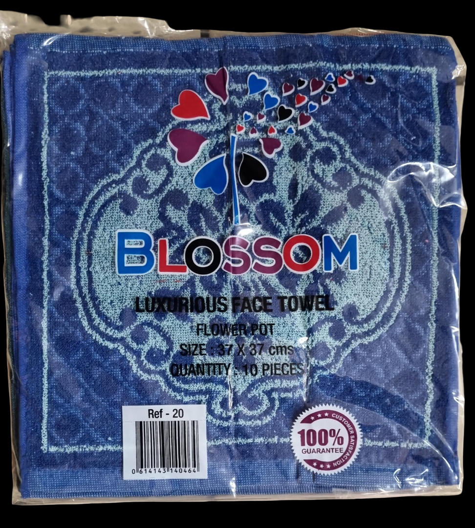 Blossom - 10pk Flower Pot Design Face Towel (37x37cm)