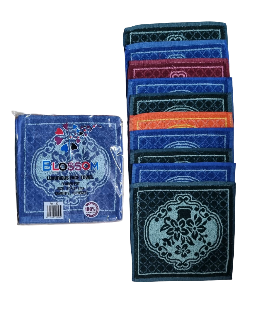 Blossom - 10pk Flower Pot Design Face Towel (37x37cm)