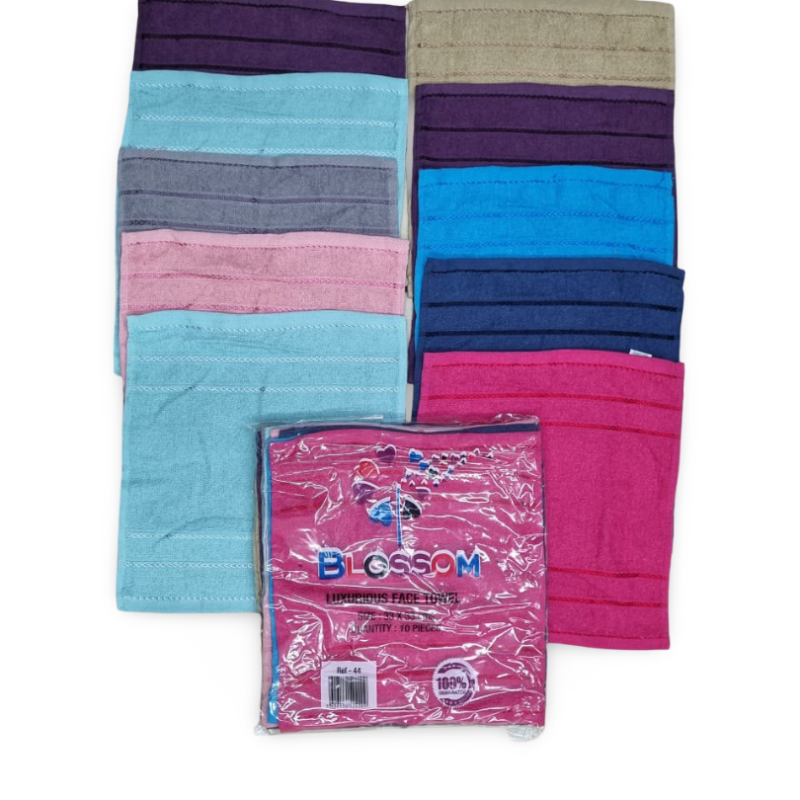 Blossom - 10pk Plain Face Towel 455 GSM (33x33cm)