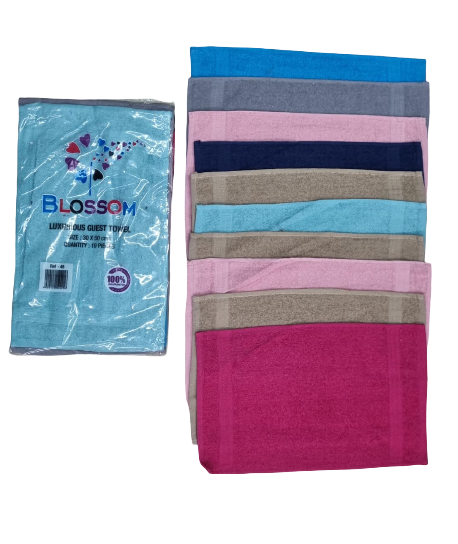 Blossom - 10pk Plain Guest Towel 435GSM (30x50cm)