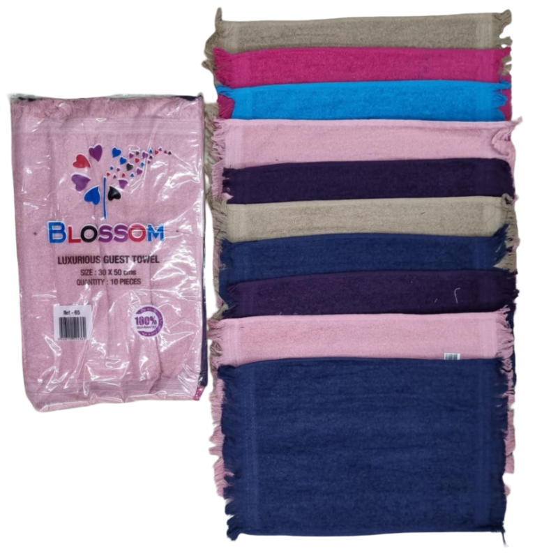 Blossom - 10pk Plain Fringe Guest Towel 435 GSM (30x50cm)