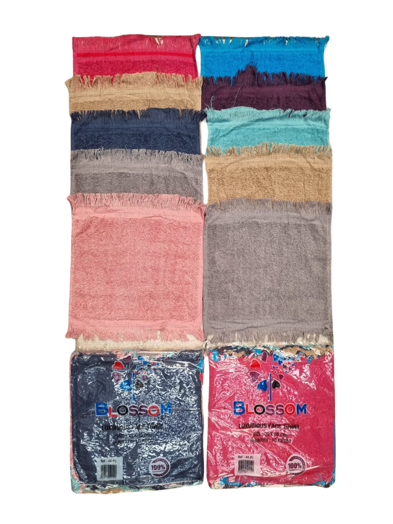 Blossom - 10pk Plain Fring Face Towel 455GSM (33x33cm)